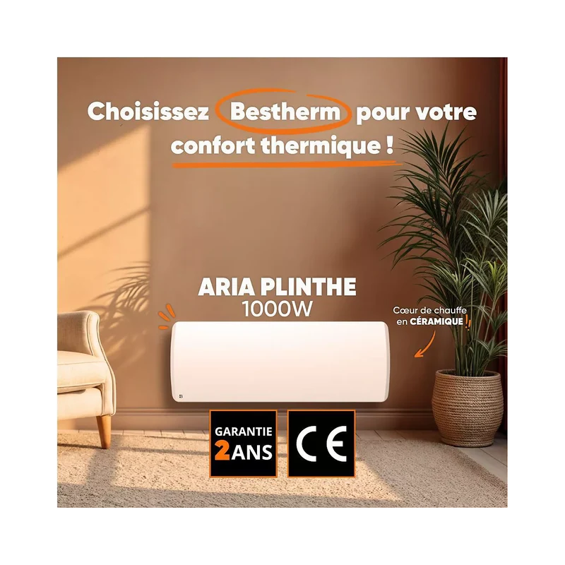 Chauffage électrique BESTHERM à inertie sèche céramique ARIA PLINTHE 1
