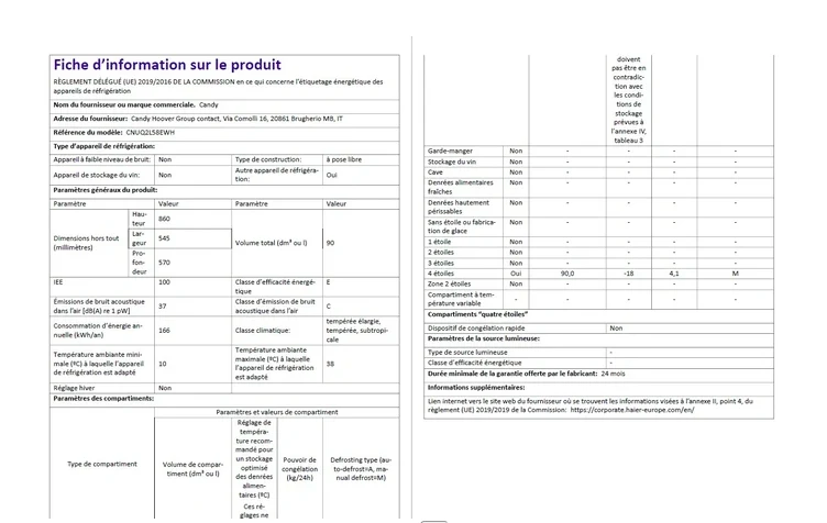 Congélateur top Candy CNUQ2L58EWH