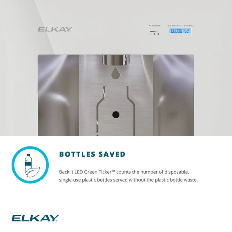 Robinet d'eau glacée mural Elkay LBWD2C00 - Robinet d'eau automatique pour bouteille d'eau - Robinet d'eau potable sans contact