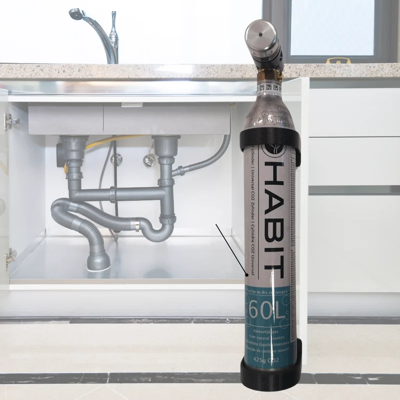 Support mural Habit pour bouteille de dioxyde de carbone de 425 grammes / porte-bouteille petite bouteille de CO2 - fixez votre bouteille de CO2 dans votre placard de cuisine