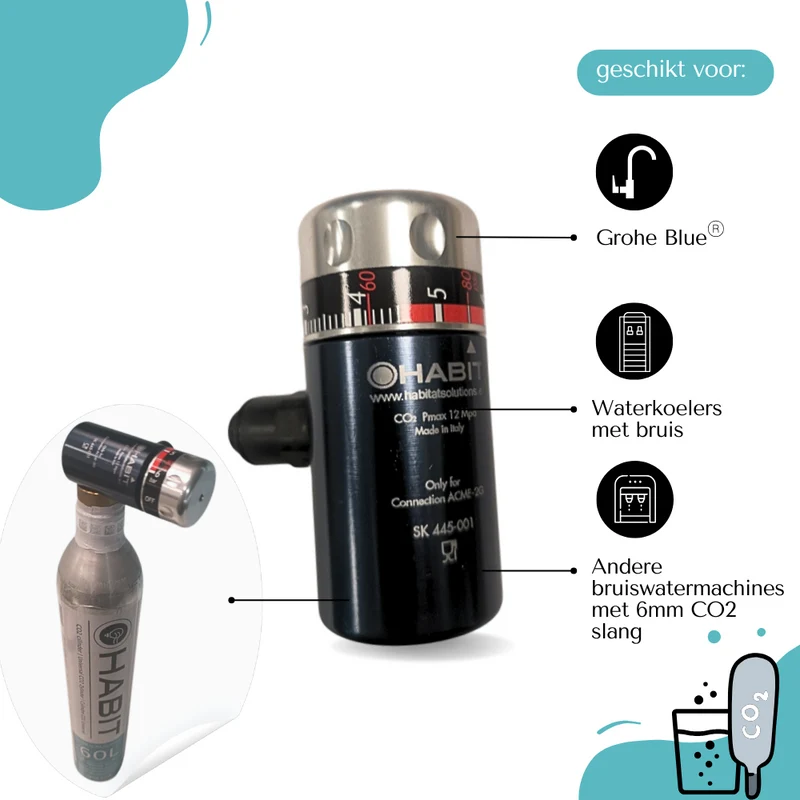 Adaptateur/détendeur CO₂ Habit – passez aux bouteilles de CO₂ standard et abordables de 425 grammes