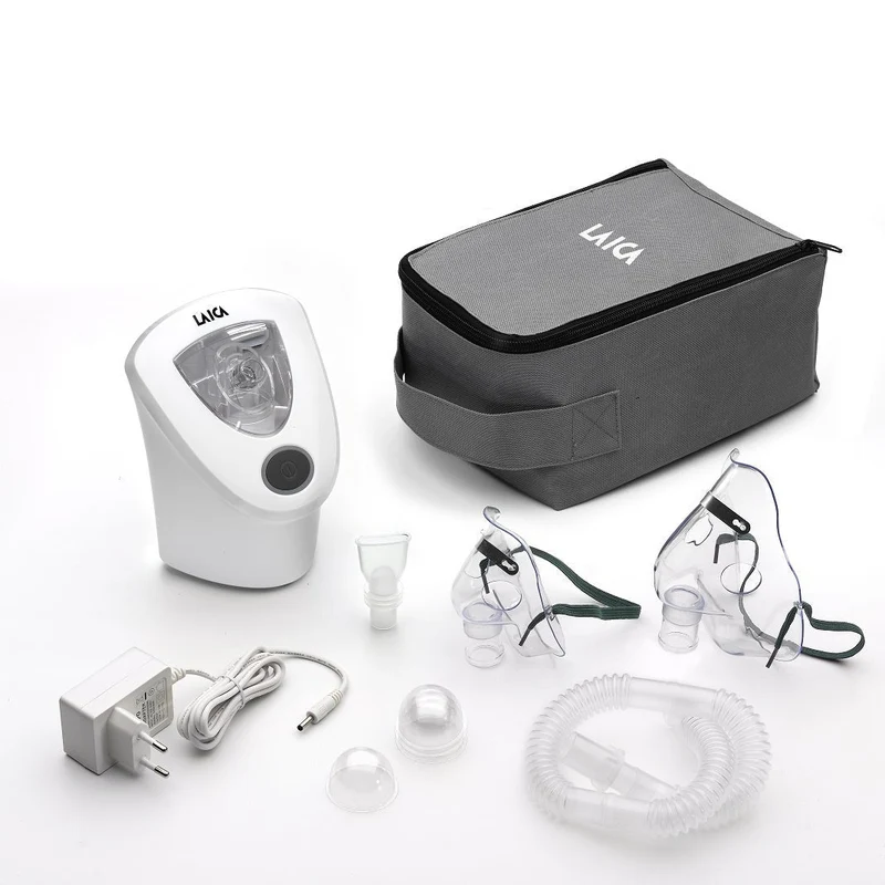 Inhalateur à ultrasons Laica SECOND CHANCE (MD6026P) - dispositif d'inhalation pour enfants et adultes - dispositif aérosol - avec 2 embouts buccaux | Maintenant temporairement avec thermomètre GRATUIT