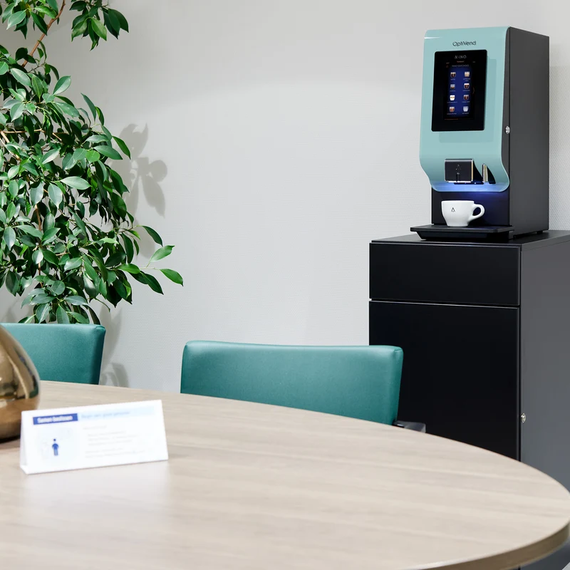 Animo OptiVend 32S Touch - machine à café instantanée compacte - machine à café instantanée avec 3 réservoirs pour café, topping et cacao - jusqu'à environ 50 ETP