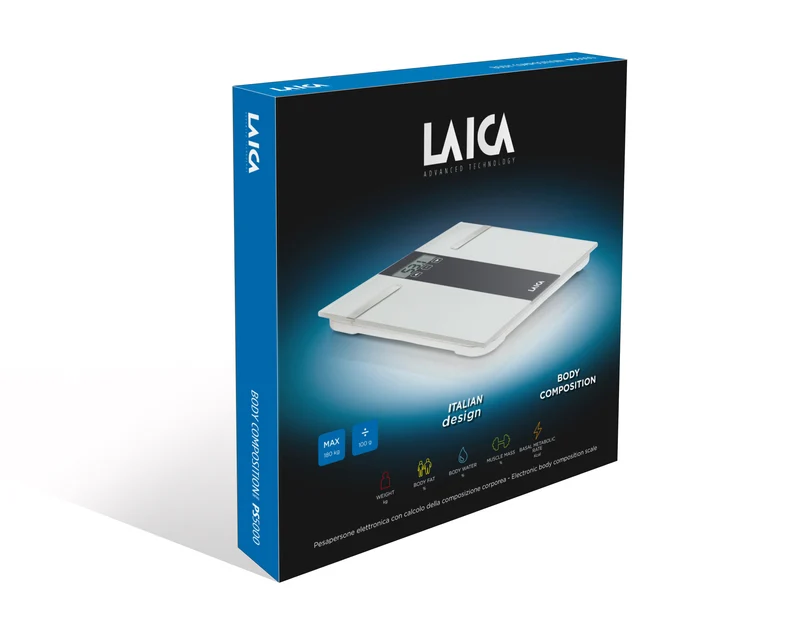 Balance Laica PS5000W avec analyse corporelle complète jusqu'à 180 kg - balance personnelle numérique