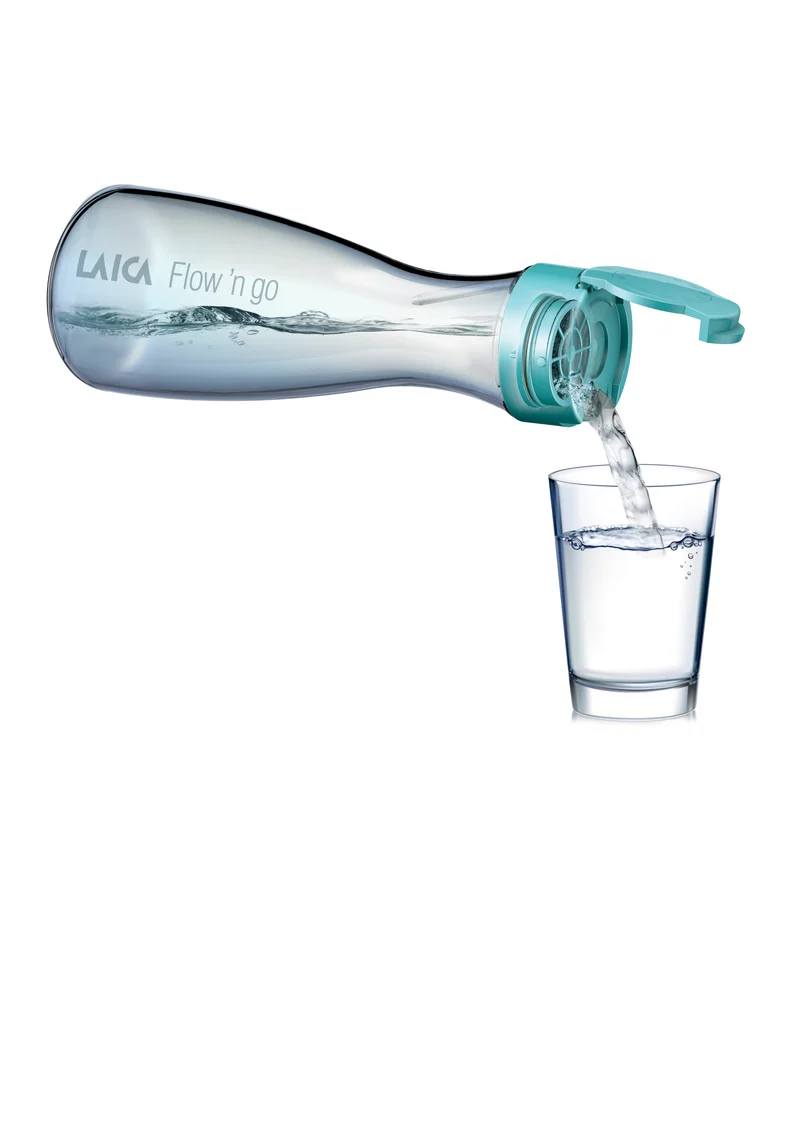 Bouteille d'eau Laica Flow'n Go avec 1 filtre à eau à disque rapide - filtrez pendant que vous versez