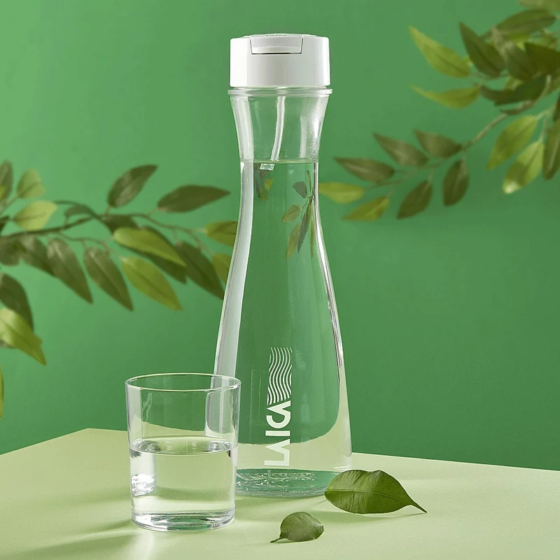 Bouteille d'eau en verre Laica flow'n go GlaSSmart avec filtre à eau à disque rapide 3 x - filtrez pendant que vous versez