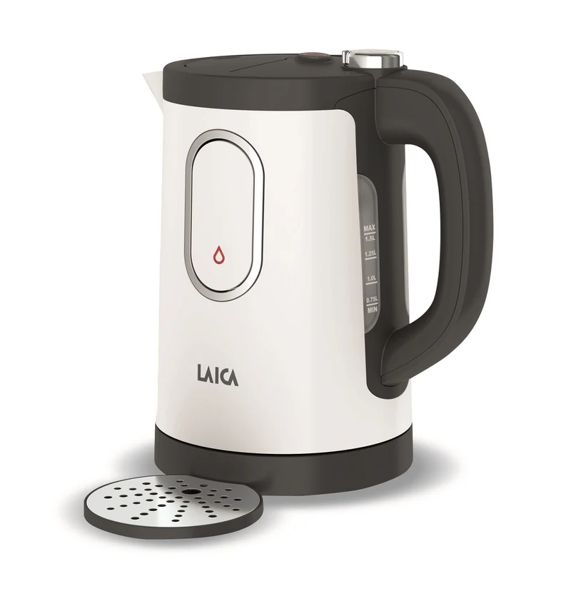 Bouilloire 2 en 1 Laica Dual Flo et robinet d'eau chaude 1 tasse - bouilloire durable et économe en énergie 1,5 litre - avec distributeur d'eau chaude « une tasse » - blanc