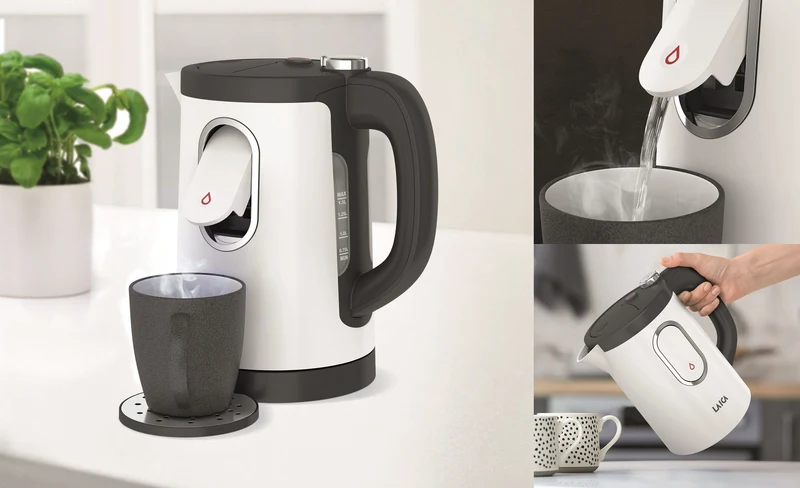 Bouilloire 2 en 1 Laica Dual Flo et robinet d'eau chaude 1 tasse - bouilloire durable et économe en énergie 1,5 litre - avec distributeur d'eau chaude « une tasse » - blanc