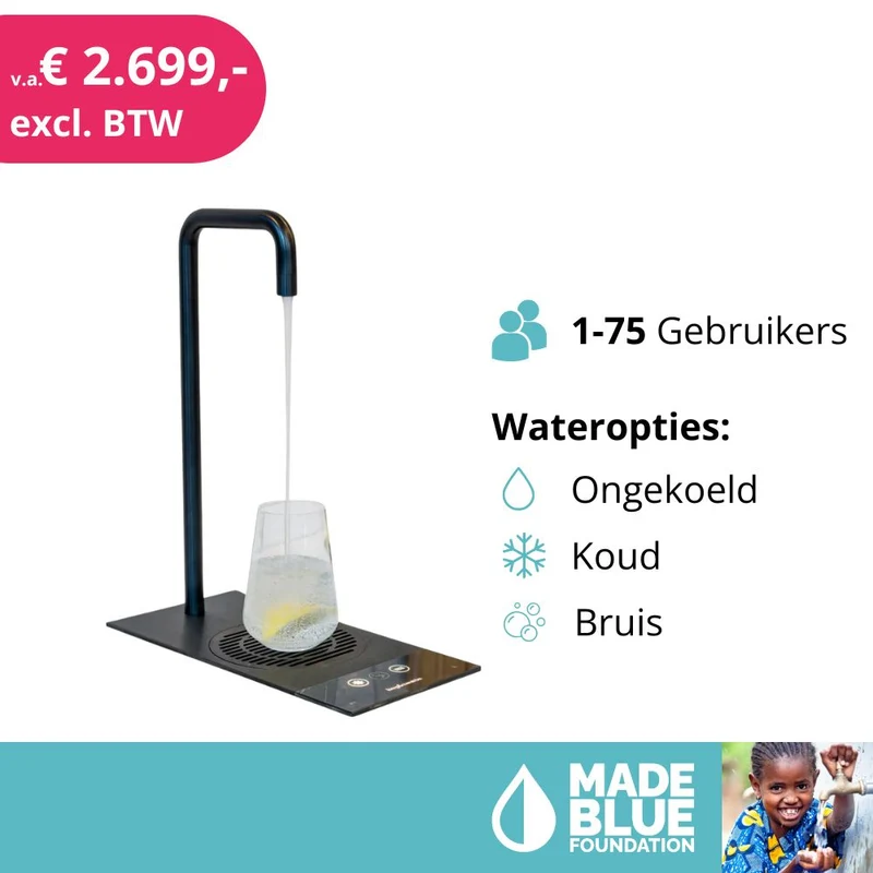 Fontaine à eau encastrable Habit Tap T2 avec EcoMode écoénergétique : eau froide/à température ambiante et/ou gazeuse | 1 à 75 utilisateurs (50 ou 80 litres/heure)