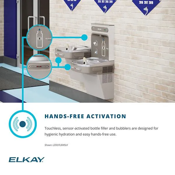 Fontaine à eau sans contact Elkay LZO8WSS2KN avec remplissage ultra-rapide des bouteilles – Acier inoxydable – Idéale pour les écoles et les salles de sport | Jusqu'à 5,7 litres par minute – Max. 30 L/h