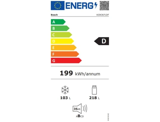 Réfrigérateur Avec Congélateur 321 Litres Reconditionné BOSCH KGN367LDF
