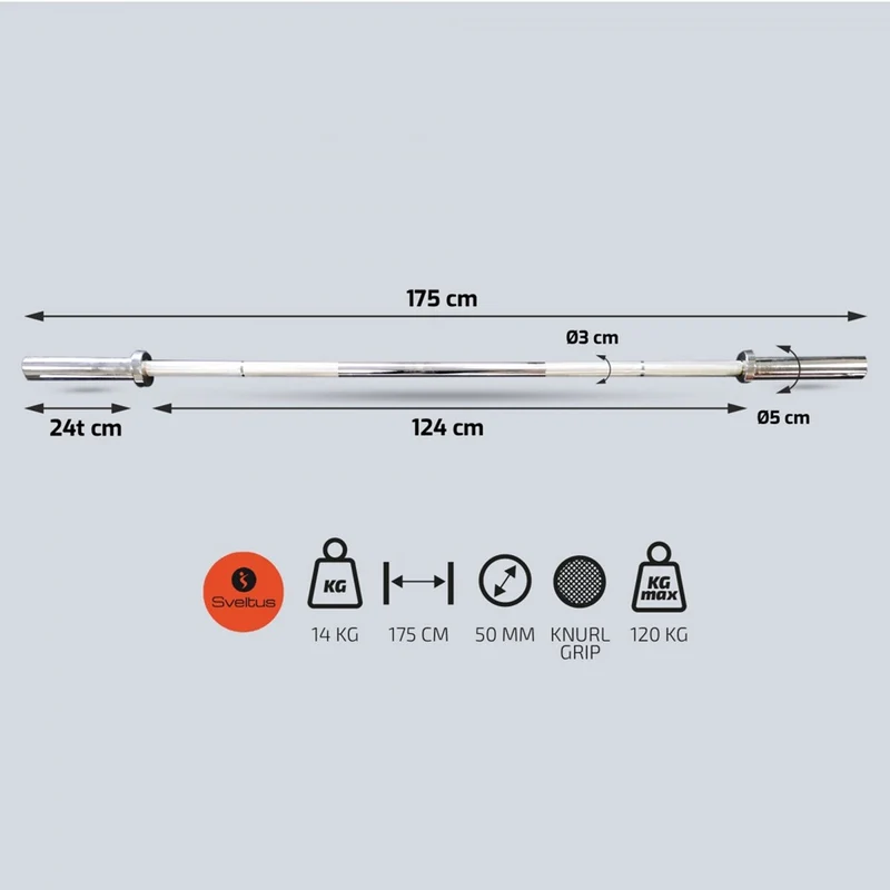Barre training 175 cm + 2 stop disques
