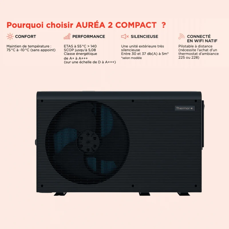 Pompe à chaleur air-eau Thermor Auréa 2 Compact - 9 Monobloc R290 Monophasé