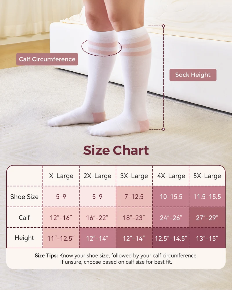 Pregnancy Essential Bundle：Pregnancy Ball & Wide Calf Compression Sports Socks(Light Gray&Pink))