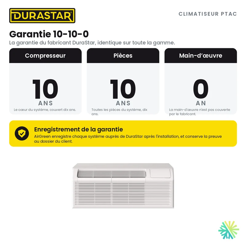 Climatiseur PTAC DURASTAR | 15000 BTU - R410A