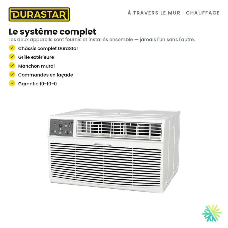 Climatiseur à Travers le Mur avec Chauffage DURASTAR | 12000 BTU - R32