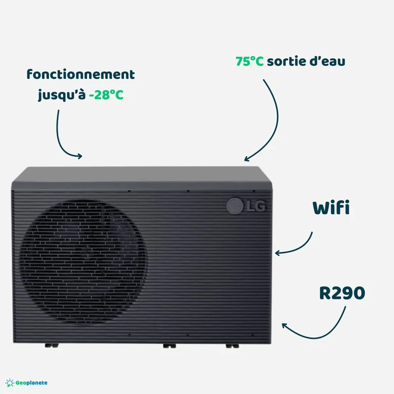 Pompe à chaleur air-eau LG Therma V 12 kW - Monobloc S R290 - Monophasé