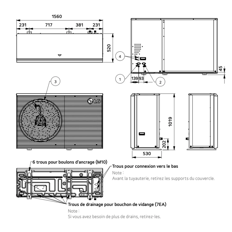 Pompe à chaleur air-eau LG Therma V 14 kW - Hydrosplit R290 - Triphasé