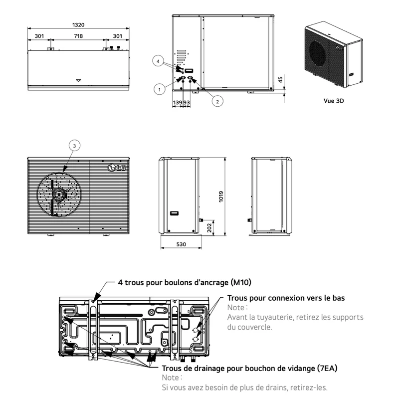 Pompe à chaleur air-eau LG Therma V 7 kW - Hydrosplit R290 - Triphasé