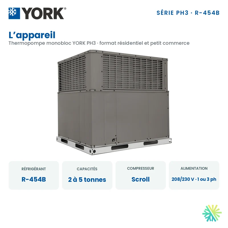 Thermopompe Monobloc York PH3 de 3 Tonnes | Montréal, Laval, Longueuil, Rive Sud et Rive Nord