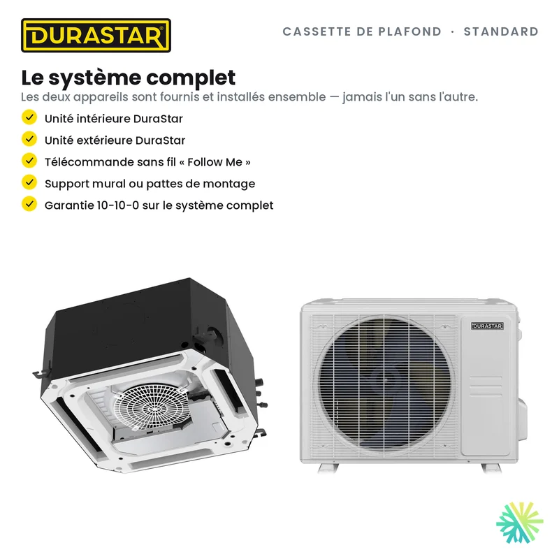 Cassette de Plafond 4-Voies DURASTAR Standard | 18000 BTU - R410A