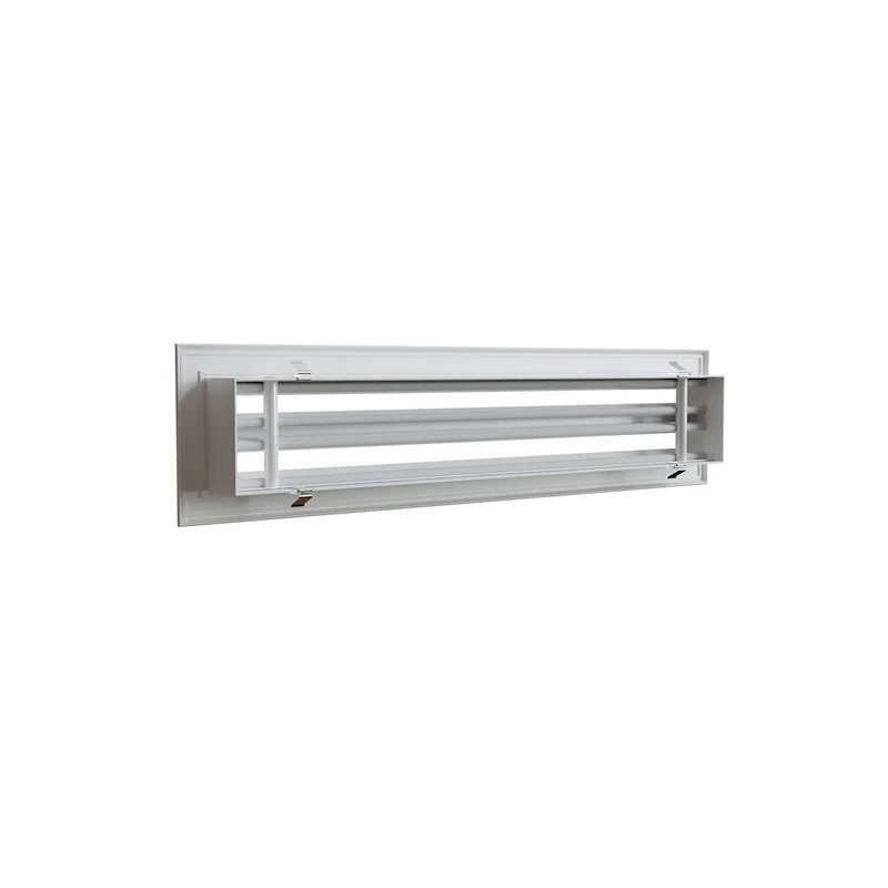 Diffuseur linéaire 600 x 100 mm double fentes en aluminium blanc mat