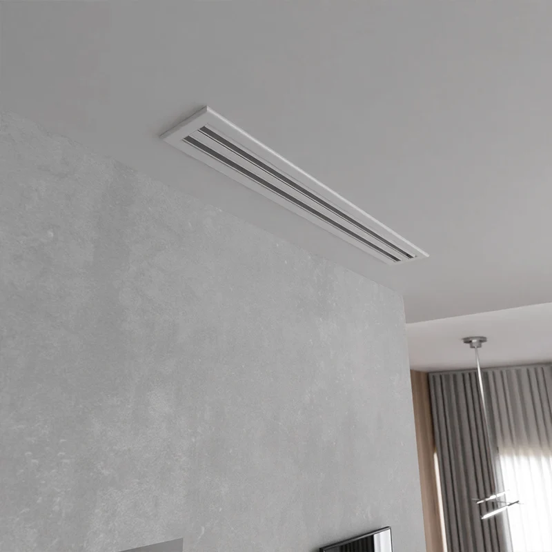 Diffuseur linéaire 600 x 100 mm double fentes en aluminium blanc mat