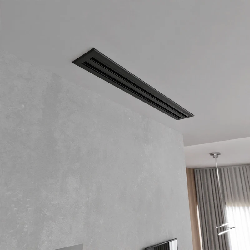 Diffuseur linéaire 1000 x 100 mm double fentes en aluminium noir mat