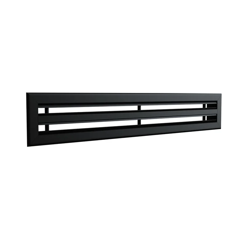 Diffuseur linéaire 800 x 100 mm double fentes en aluminium noir mat