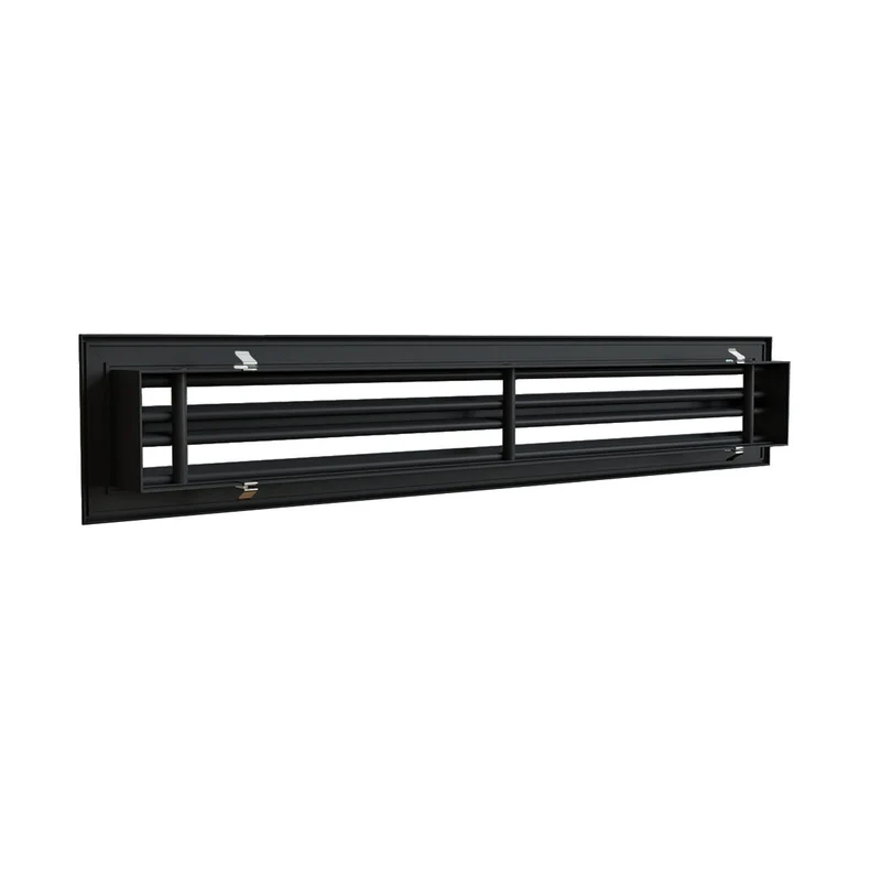 Diffuseur linéaire 800 x 100 mm double fentes en aluminium noir mat