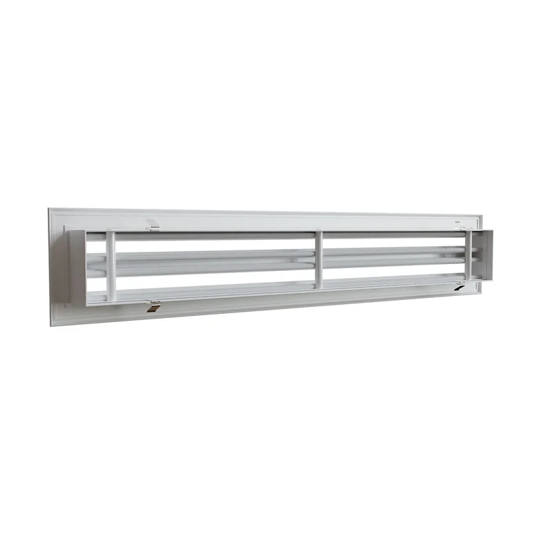 Diffuseur linéaire 800 x 100 mm double fentes en aluminium blanc mat