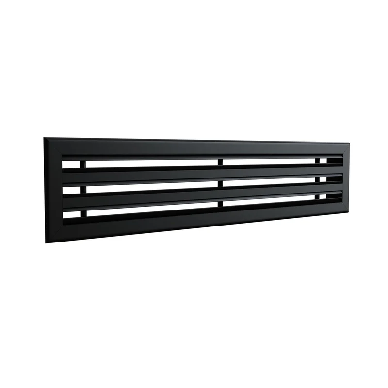 Diffuseur linéaire 800 x 150 mm triple fentes en aluminium noir mat