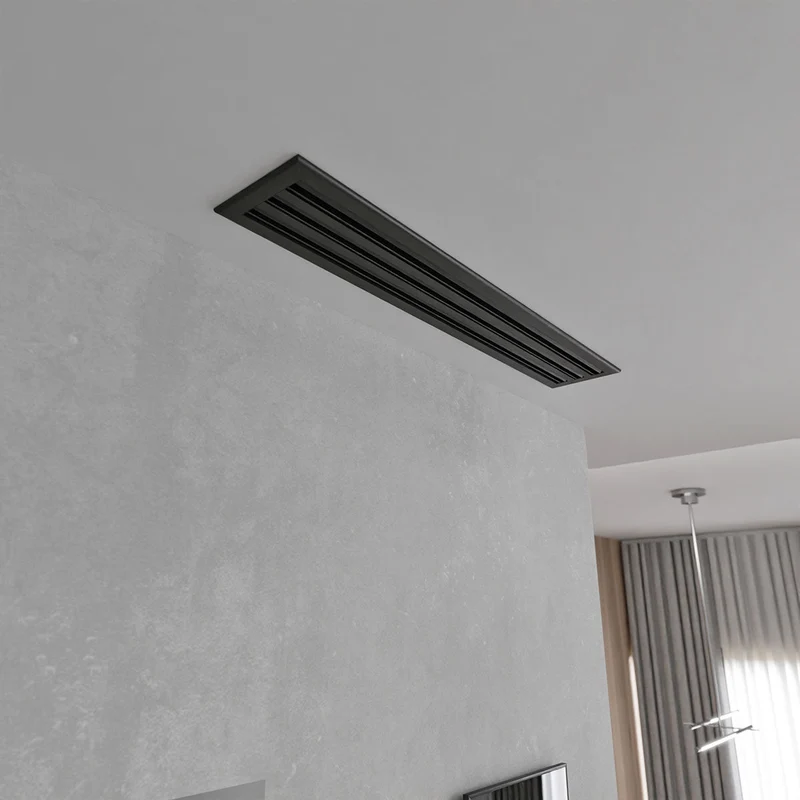 Diffuseur linéaire 800 x 150 mm triple fentes en aluminium noir mat
