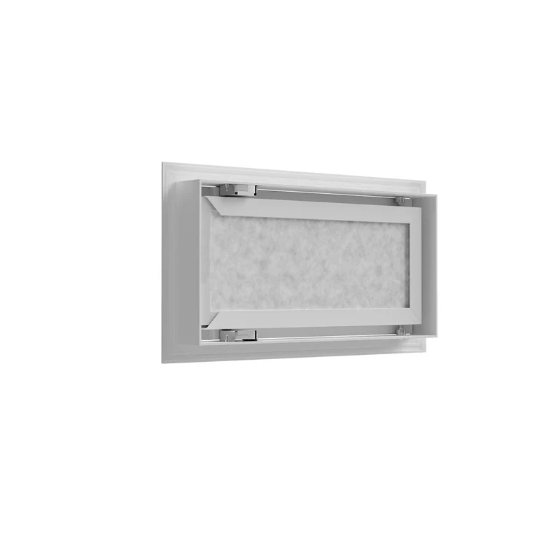 Grille de reprise porte-filtre à ailettes droites aluminium blanc mat de 400x200