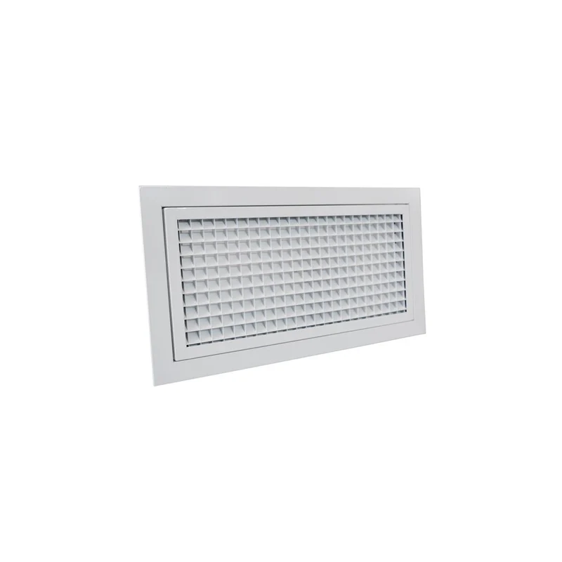 Grille de reprise porte-filtre à ailettes droites aluminium blanc mat de 400x200