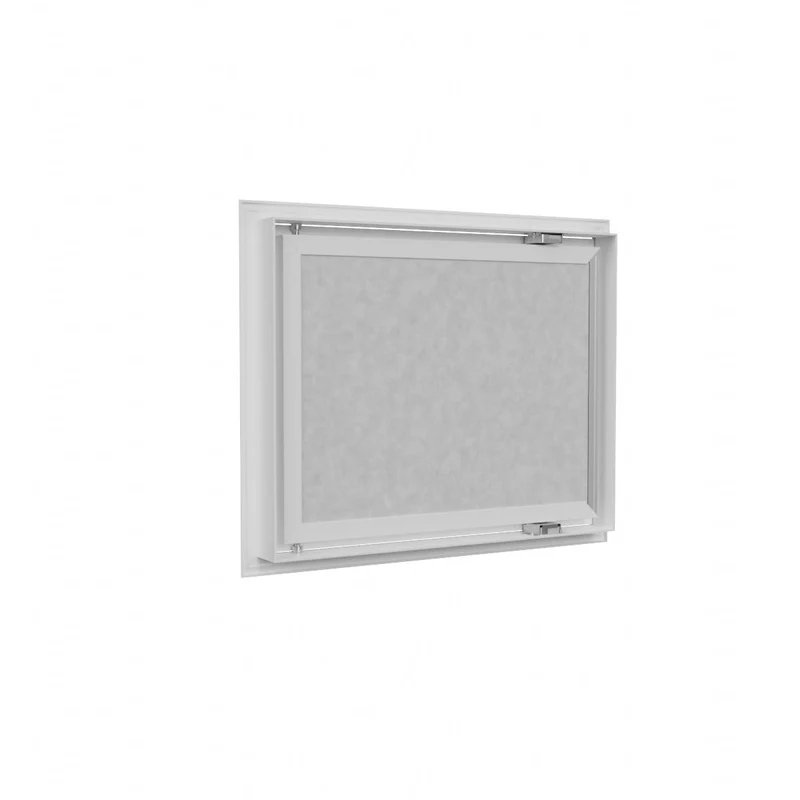 Grille de reprise porte-filtre à ailettes droites aluminium blanc mat de 500x400