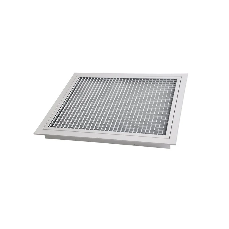 Grille de reprise porte-filtre à ailettes droites aluminium blanc mat de 500x400