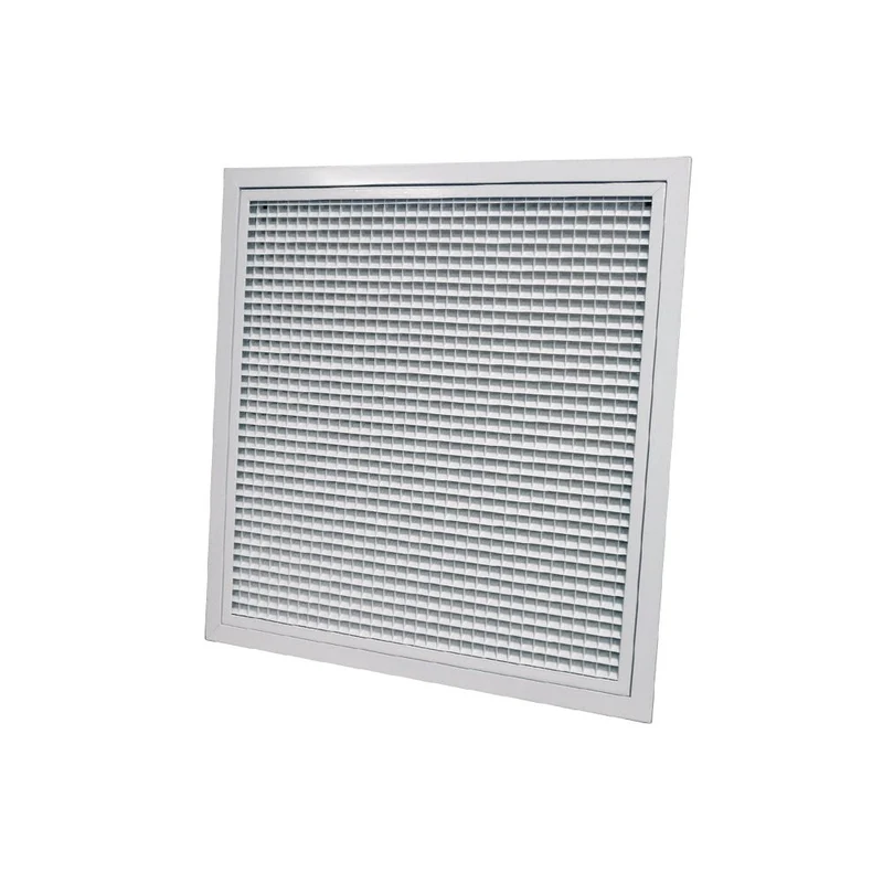 Grille de reprise porte-filtre à ailettes droites aluminium blanc mat de 600x600