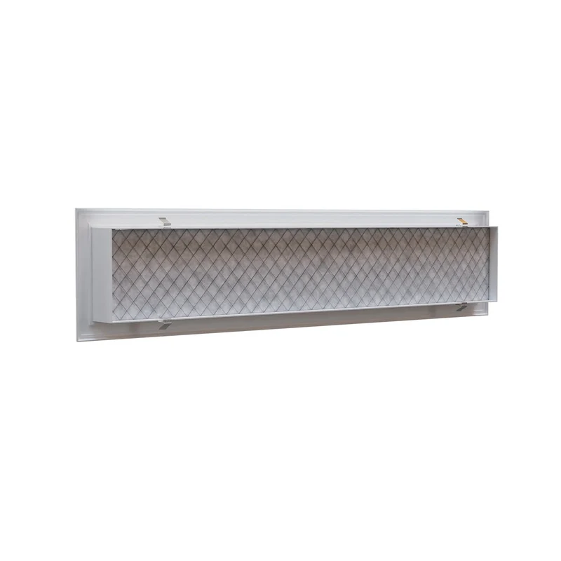 Grille de reprise linéaire en aluminium blanc mat de 800 x 150 mm avec filtre