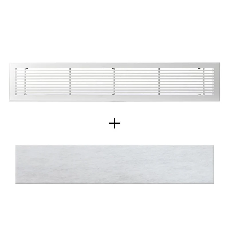 Grille de reprise linéaire en aluminium blanc mat de 800 x 150 mm avec filtre