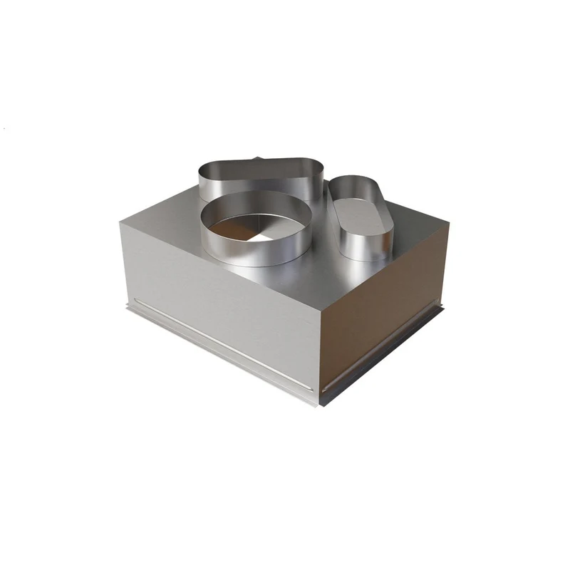 Plénum acier pour grille de reprise 500x400 mm - 3 piquages arrière Ø 200 mm
