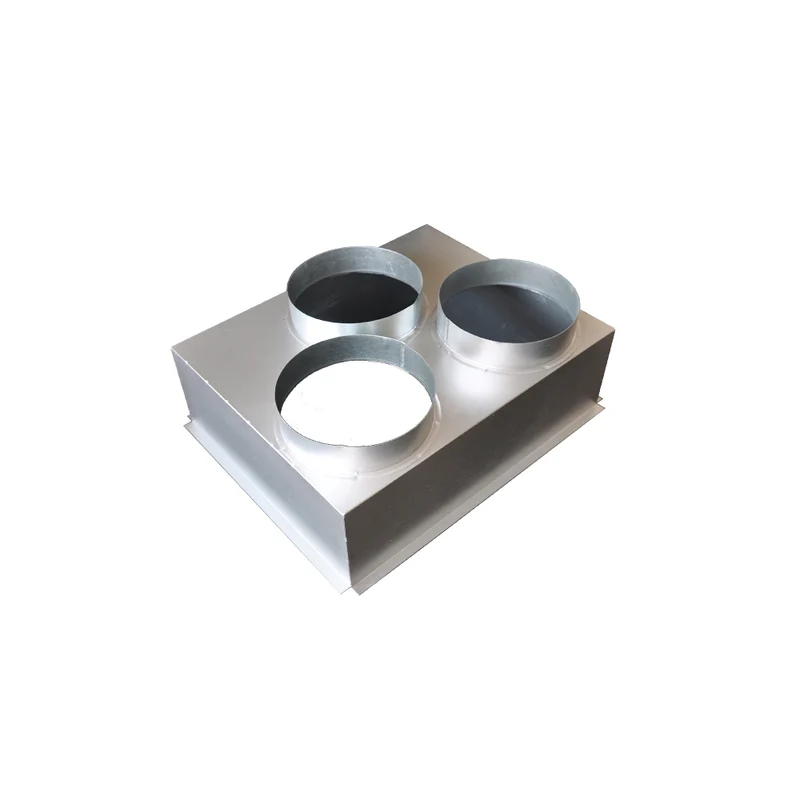Plénum acier pour grille de reprise 500x400 mm - 3 piquages arrière Ø 200 mm