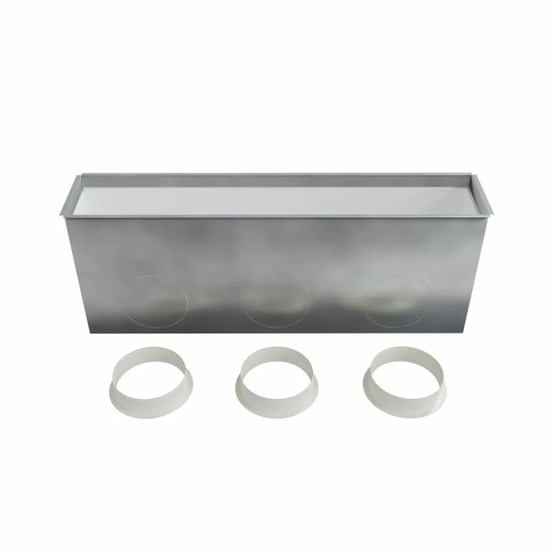 Plénum soufflage acier pour grille linéaire de 800x150 mm