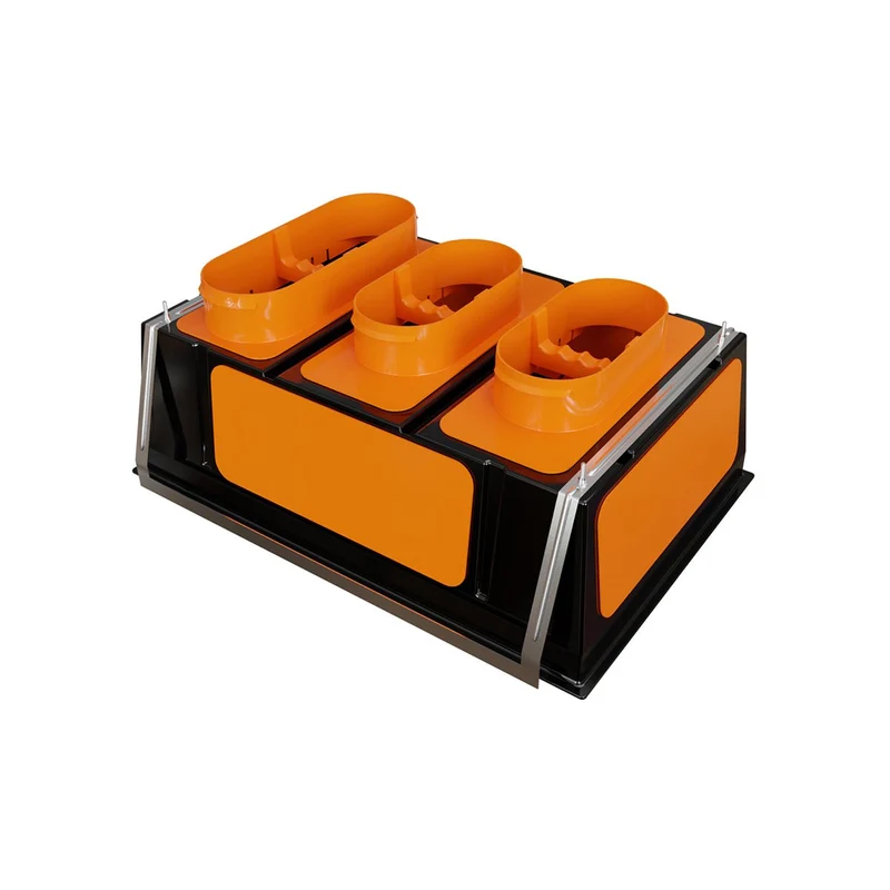 Plénum modulable 600 x 400 mm - 2 piquages Ø 200 et 1 Ø 250 mm, 3 obturateurs