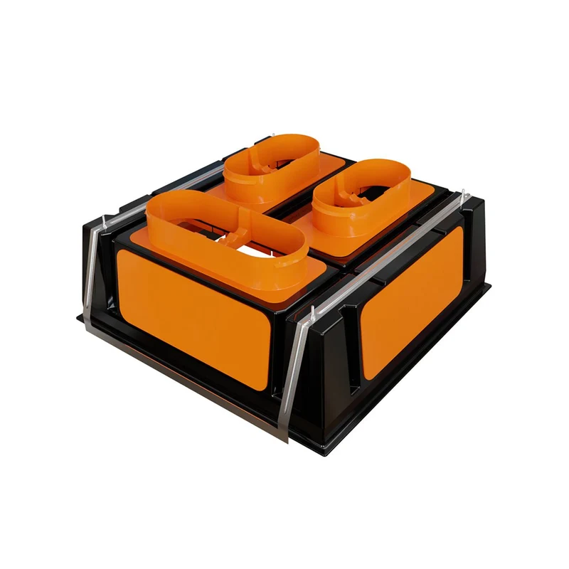 Plénum modulable 600 x 600 mm - 2 piquages Ø 200 et 1 Ø 250 mm, 3 obturateurs