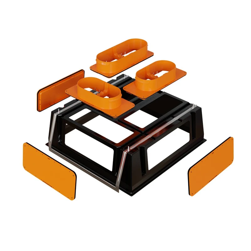 Plénum modulable 600 x 600 mm - 2 piquages Ø 200 et 1 Ø 250 mm, 3 obturateurs