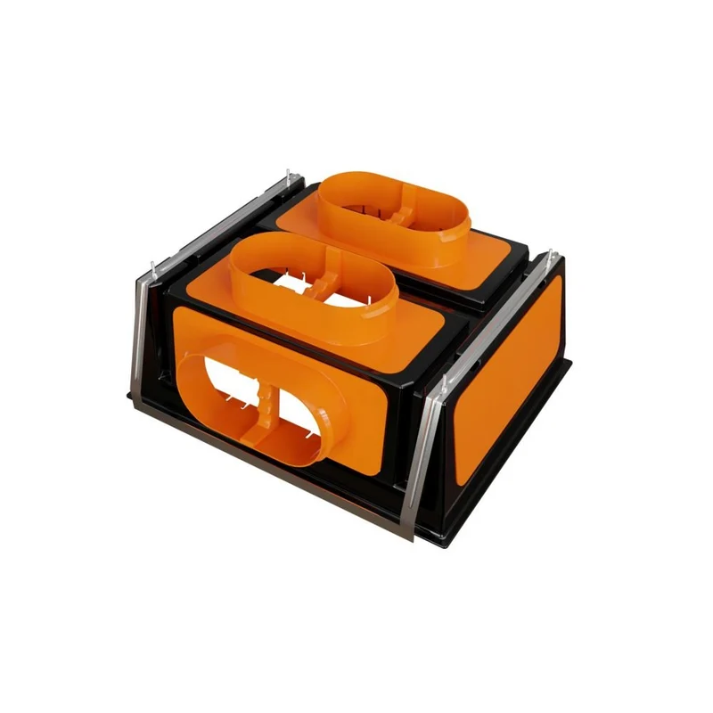 Plénum modulable 500 x 400 mm - 3 piquages Ø 200 mm et 2 obturateurs