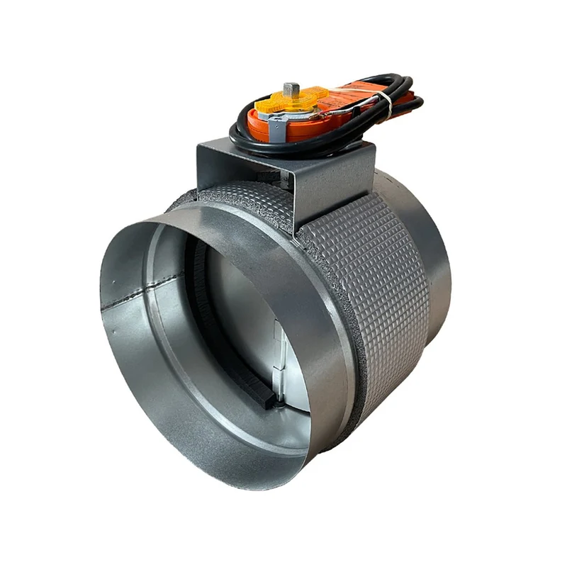 Registre motorisé en acier galvanisé Ø 200 mm avec servomoteur extra-plat 24V