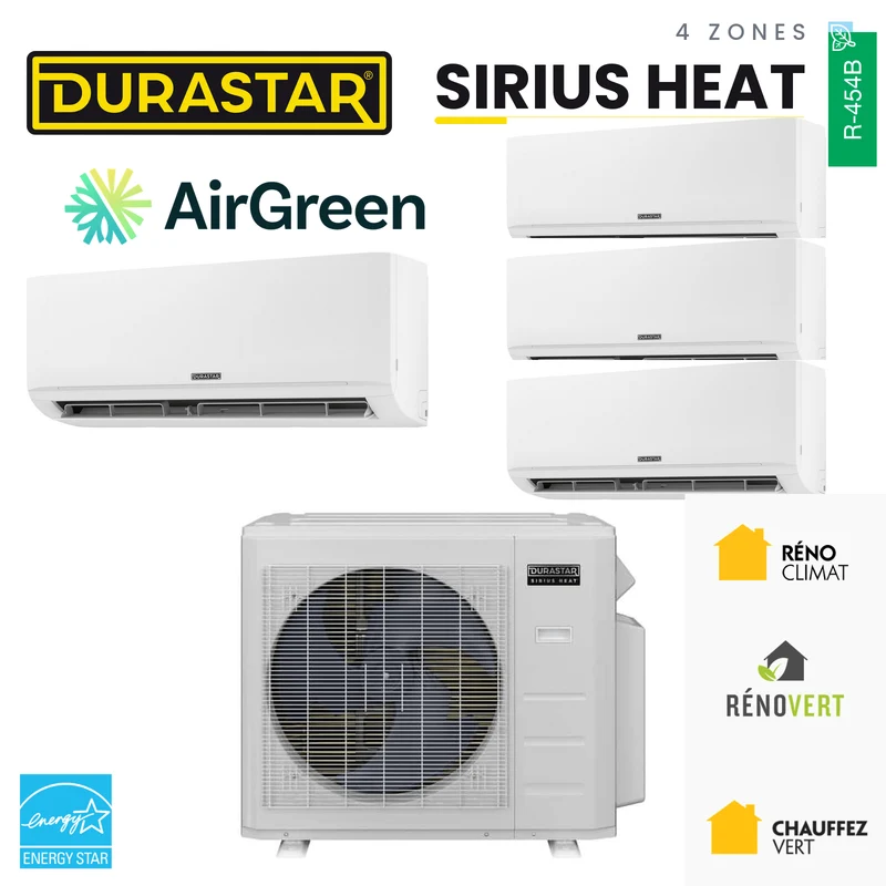 Thermopompe 4-Zones DURASTAR Sirius Heat | 28000 BTU - R454B