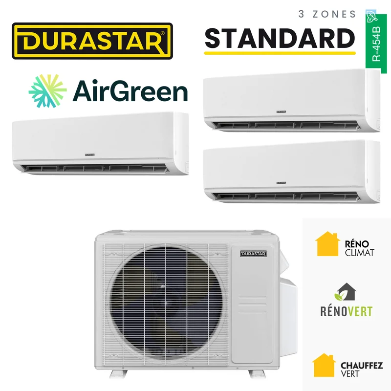 Thermopompe 3-Zones DURASTAR Standard | 36000 BTU - R454B